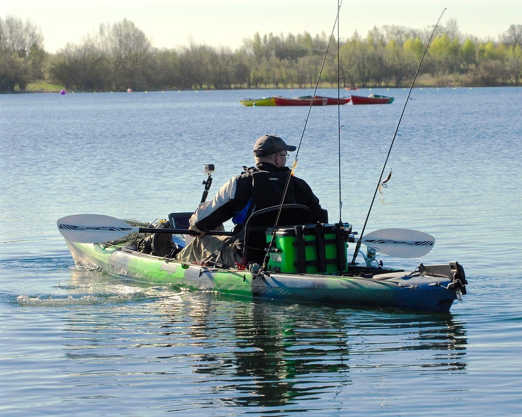 man on a fishing kayak