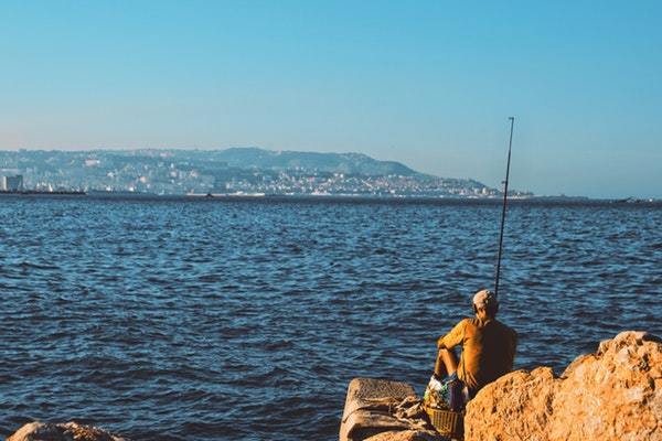 lone man fishing